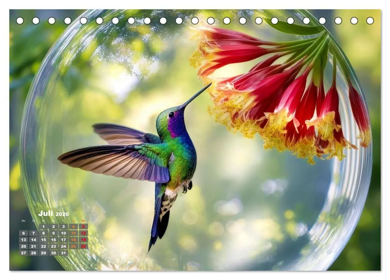 Bild: 9783516667240 | Kolibri in der Glaskugel (Tischkalender 2026 DIN A5 quer), CALVENDO...