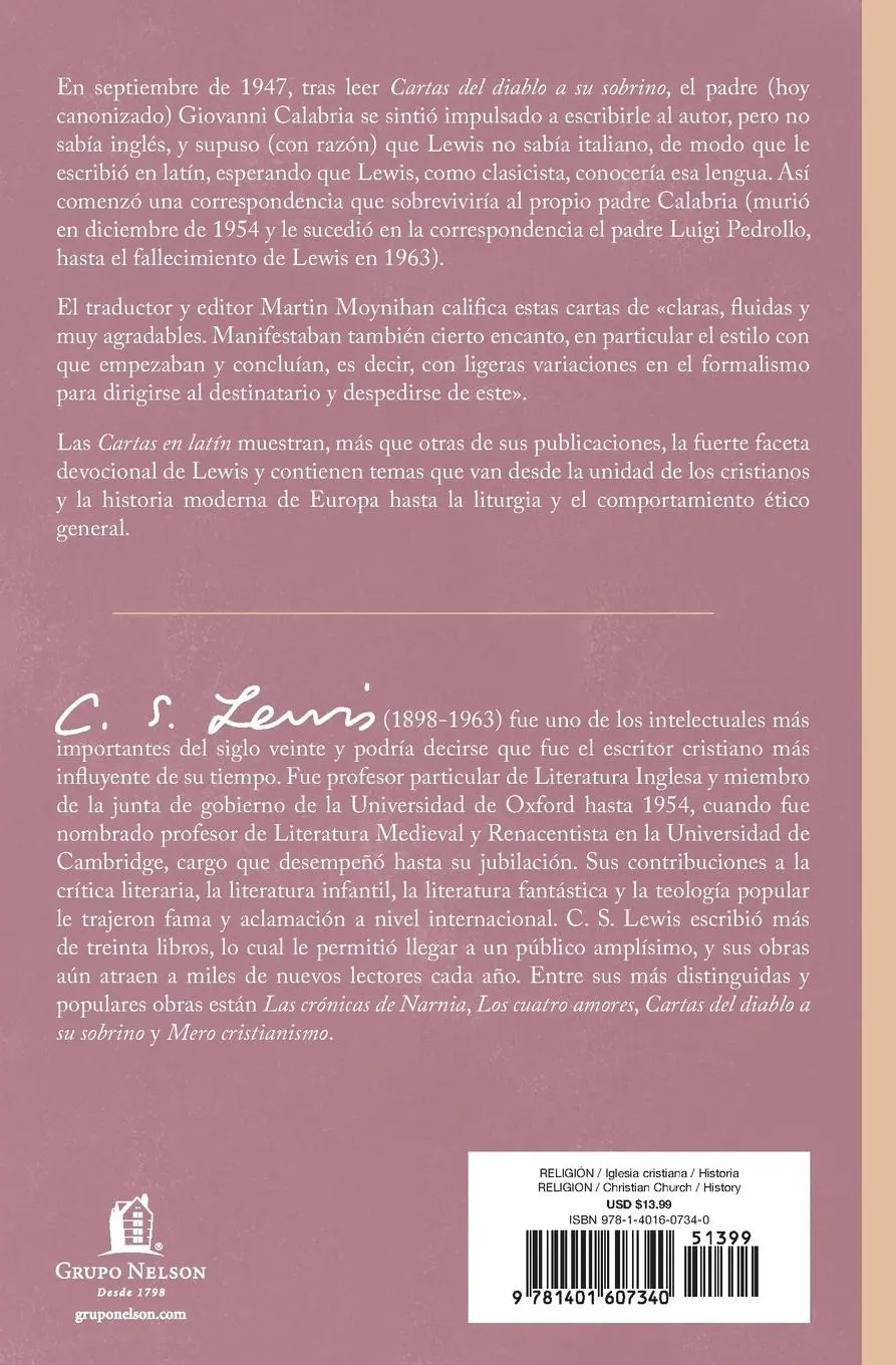Rückseite: 9781401607340 | Cartas en latín de C. S. Lewis y Don Giovanni Calabria | C. S. Lewis