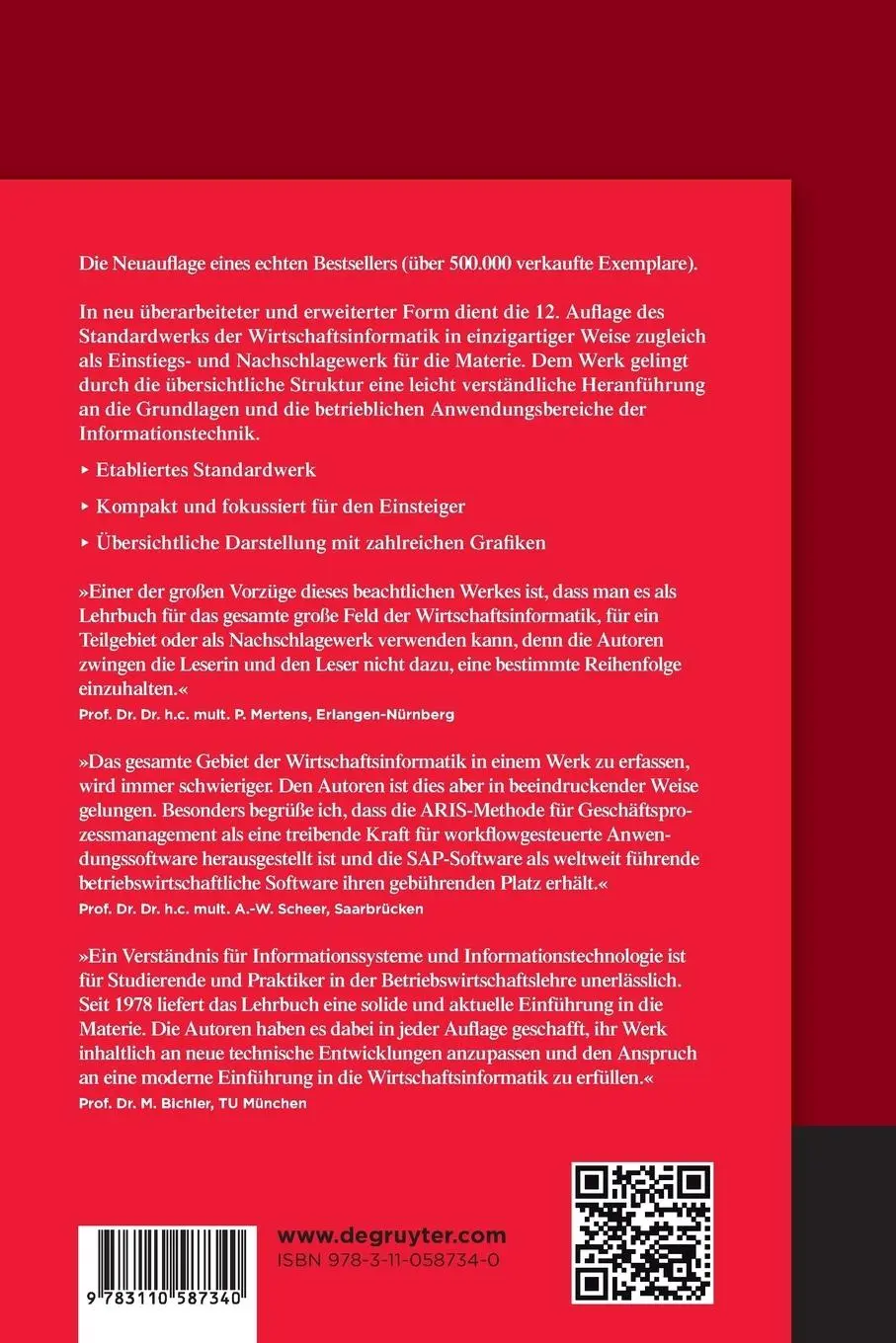 Rückseite: 9783110587340 | Wirtschaftsinformatik | Hans Robert Hansen (u. a.) | Taschenbuch | X