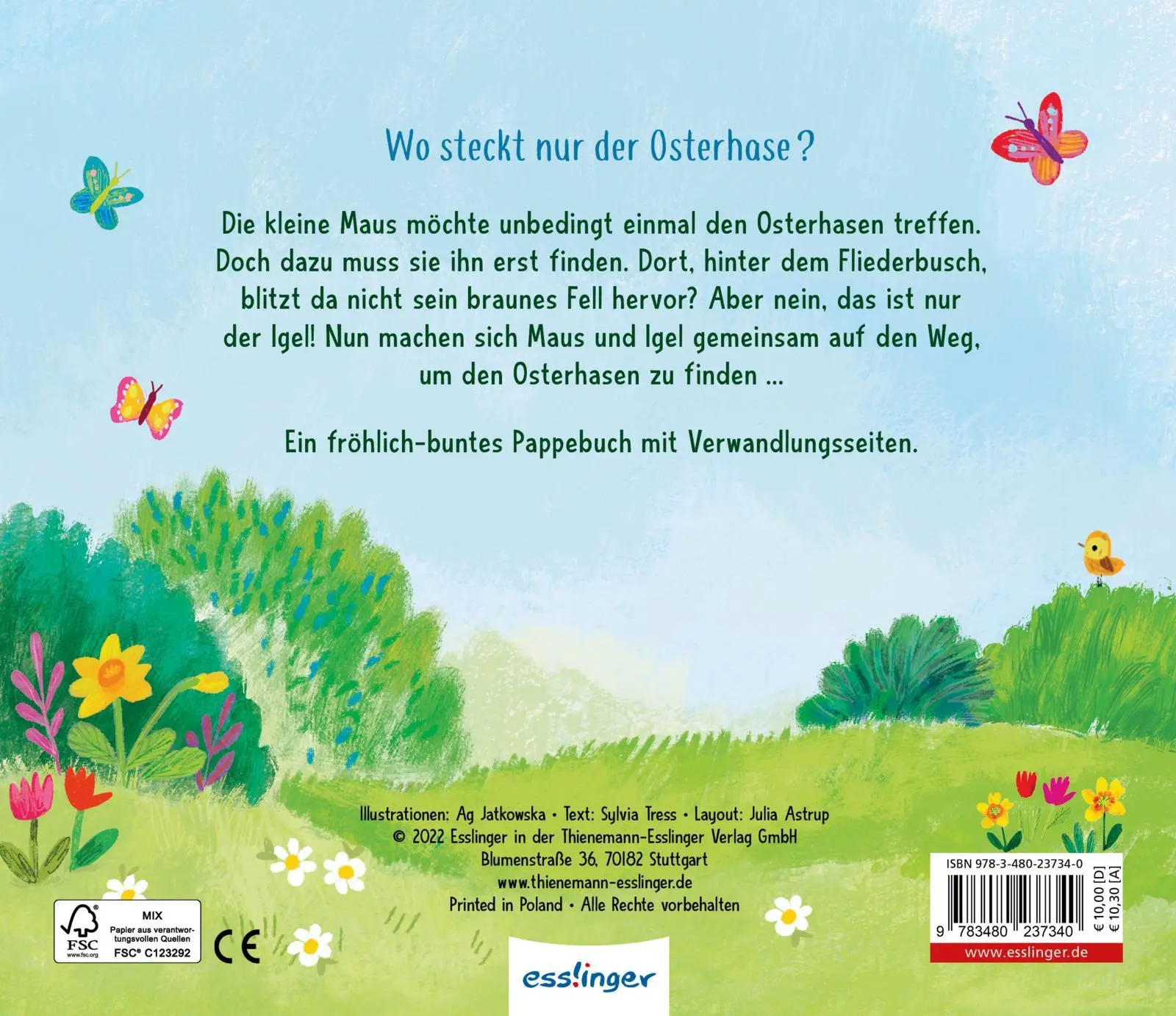 Rückseite: 9783480237340 | Wo bist du, kleiner Osterhase? | Sylvia Tress | Buch | 18 S. | Deutsch