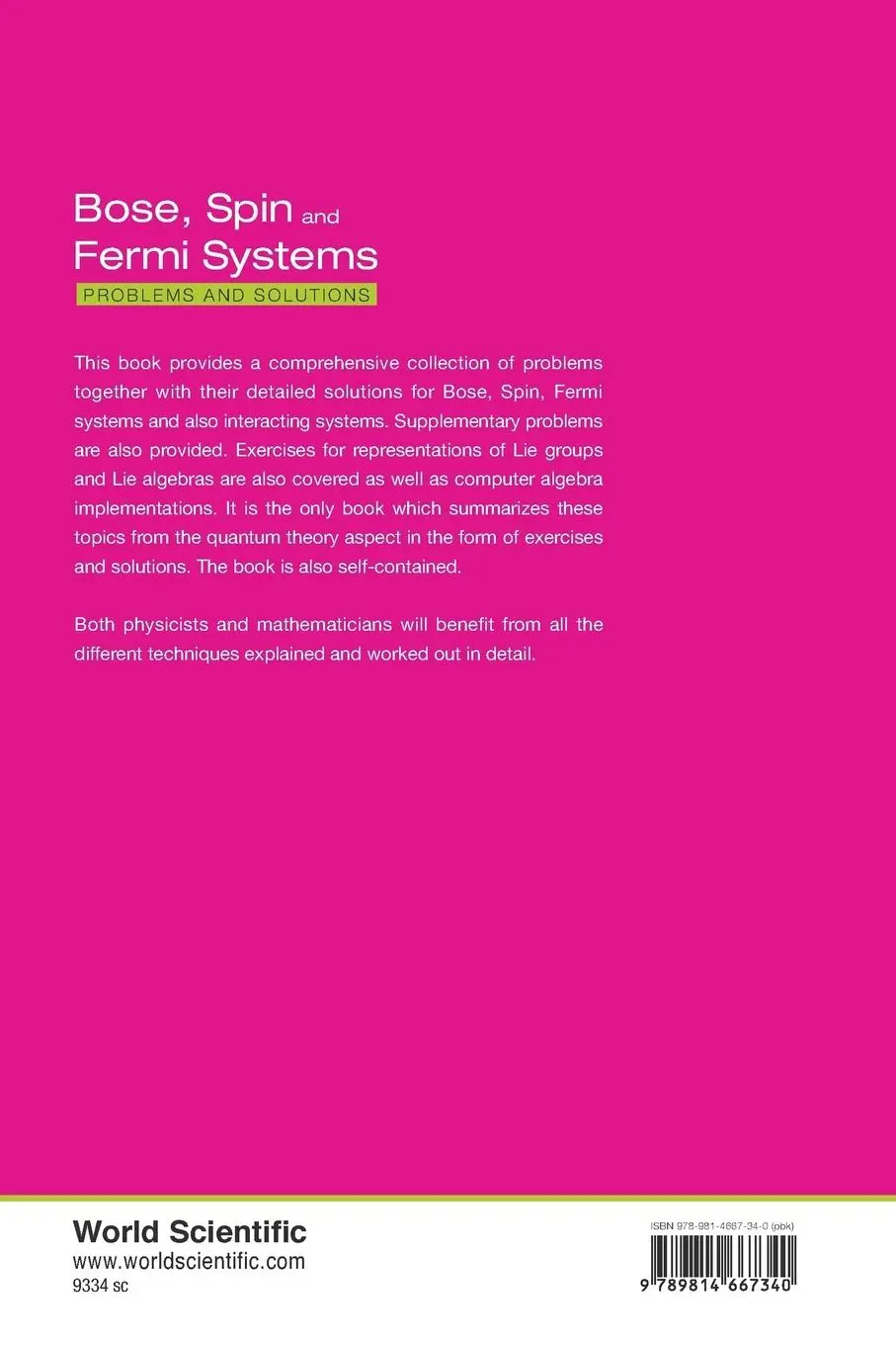 Rückseite: 9789814667340 | BOSE, SPIN AND FERMI SYSTEMS | PROBLEMS AND SOLUTIONS | Hardy | Buch