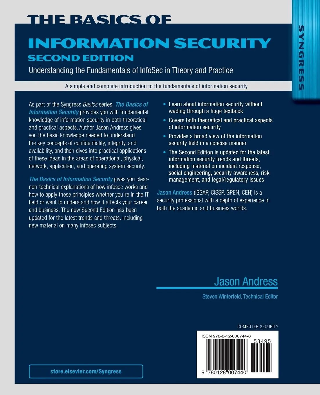 Rückseite: 9780128007440 | The Basics of Information Security | Jason Andress | Taschenbuch