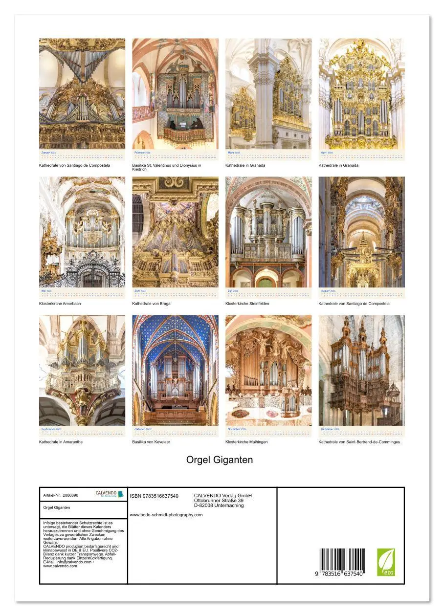 Bild: 9783516637540 | Orgel Giganten (Wandkalender 2026 DIN A3 hoch), CALVENDO...