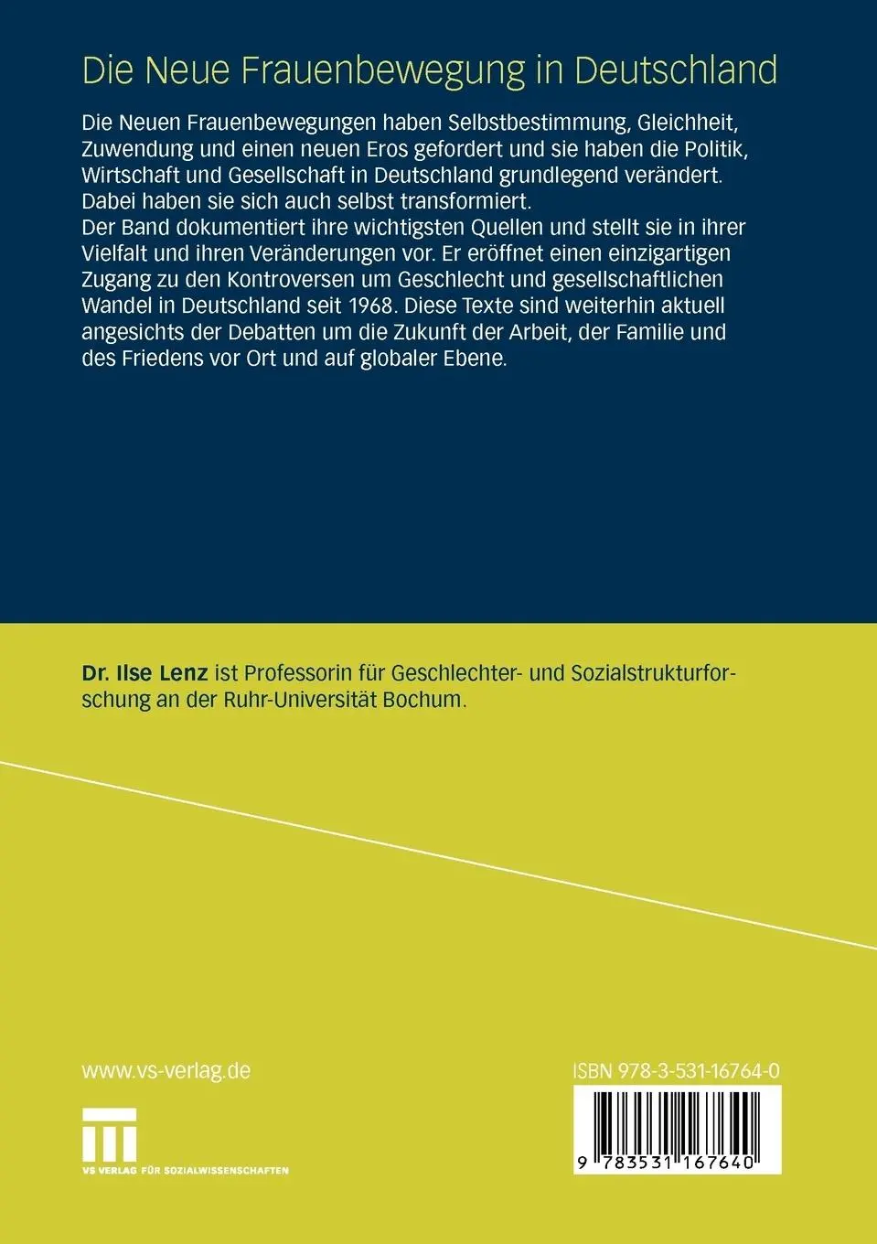 Rückseite: 9783531167640 | Die Neue Frauenbewegung in Deutschland | Ilse Lenz | Taschenbuch