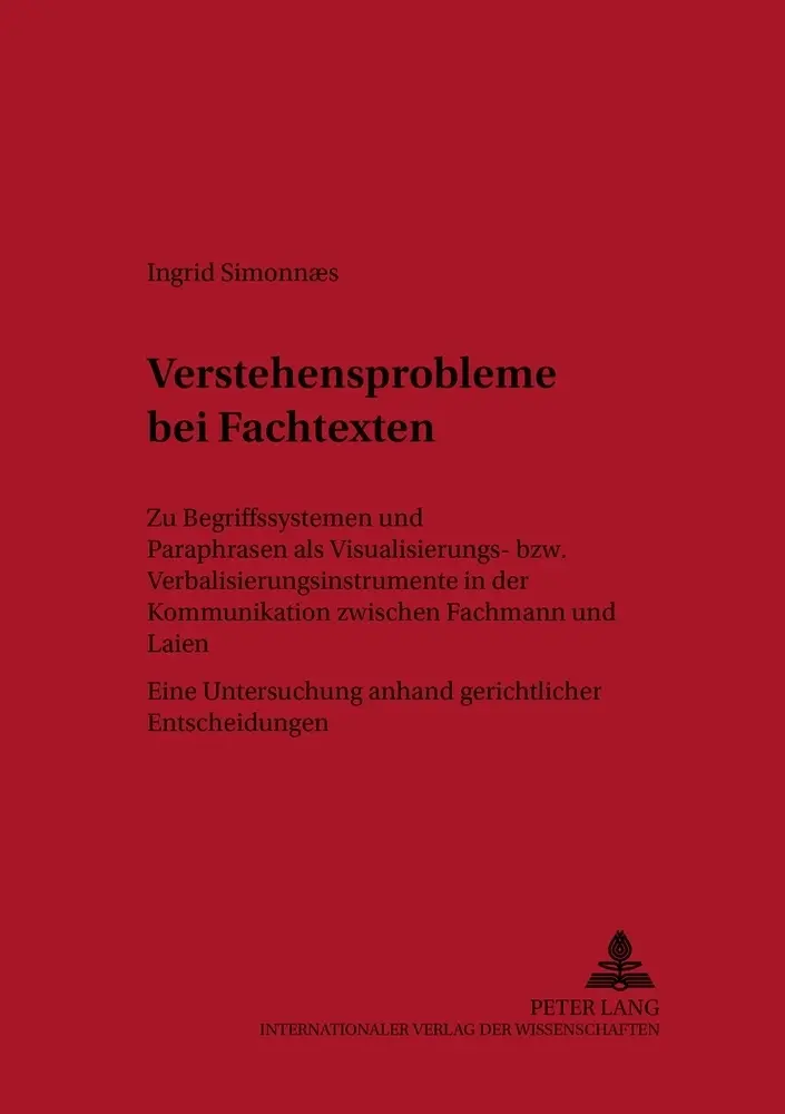 Cover: 9783631537640 | Verstehensprobleme bei Fachtexten | Ingrid Simonnaes | Taschenbuch
