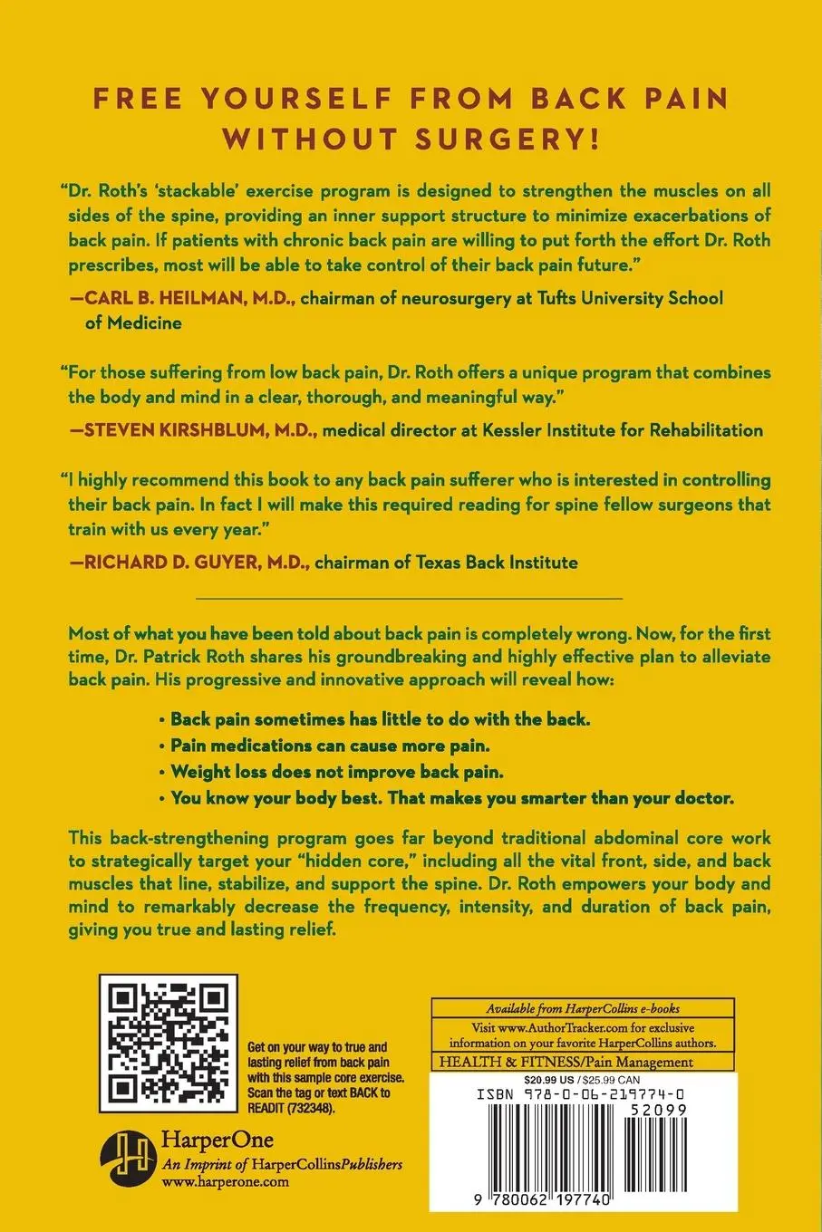 Rückseite: 9780062197740 | End of Back Pain, The | Patrick Roth | Taschenbuch | Englisch | 2020