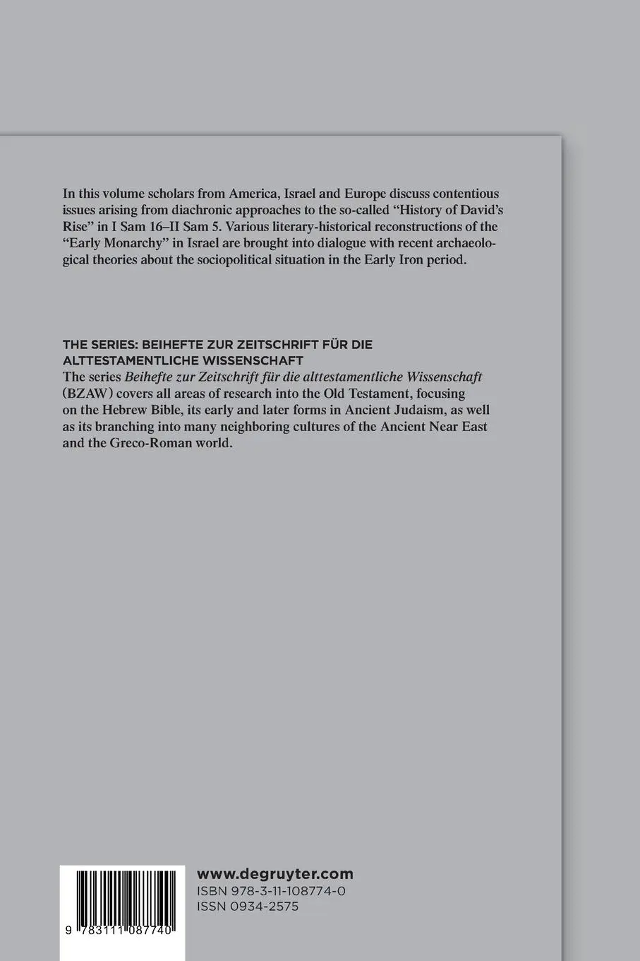 Rückseite: 9783111087740 | David in the Desert | Reinhard G. Kratz (u. a.) | Taschenbuch | ISSN