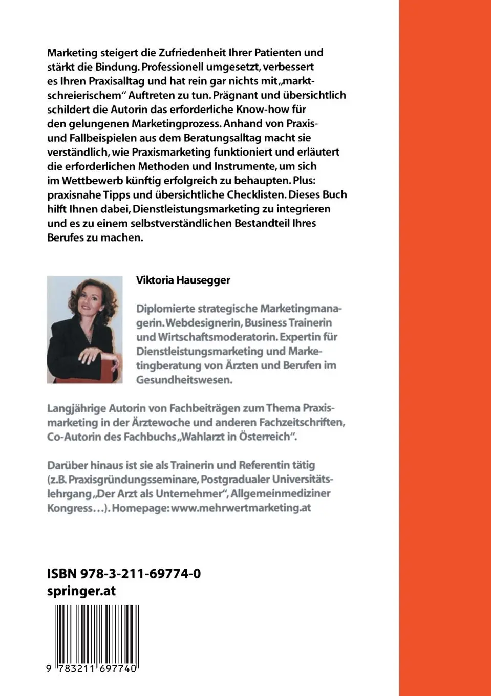 Rückseite: 9783211697740 | Erfolgreiches Marketing für die Arztpraxis | Viktoria Hausegger | Buch