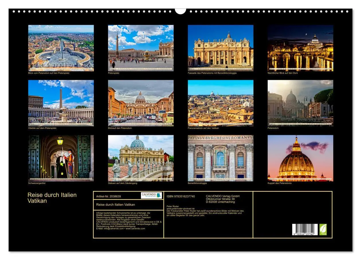 Bild: 9783516237740 | Reise durch Italien Vatikan (Wandkalender 2026 DIN A2 quer),...