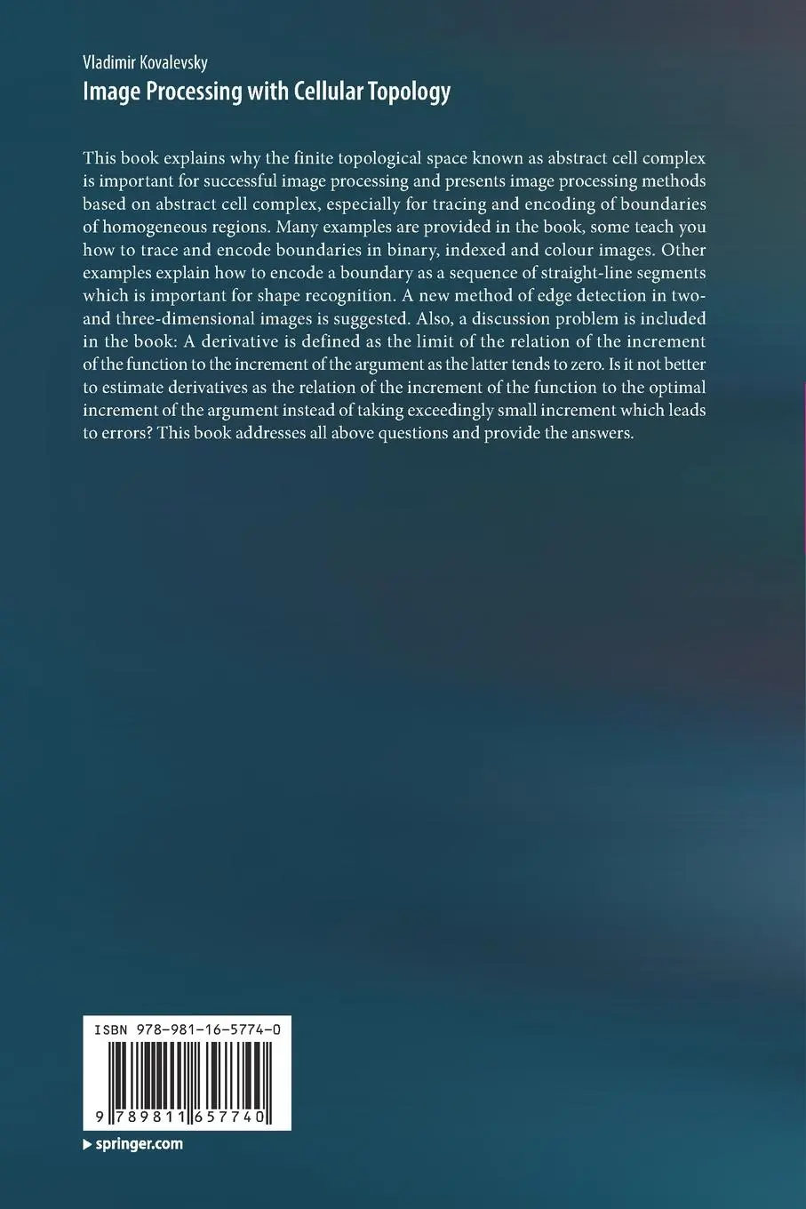 Rückseite: 9789811657740 | Image Processing with Cellular Topology | Vladimir Kovalevsky | Buch