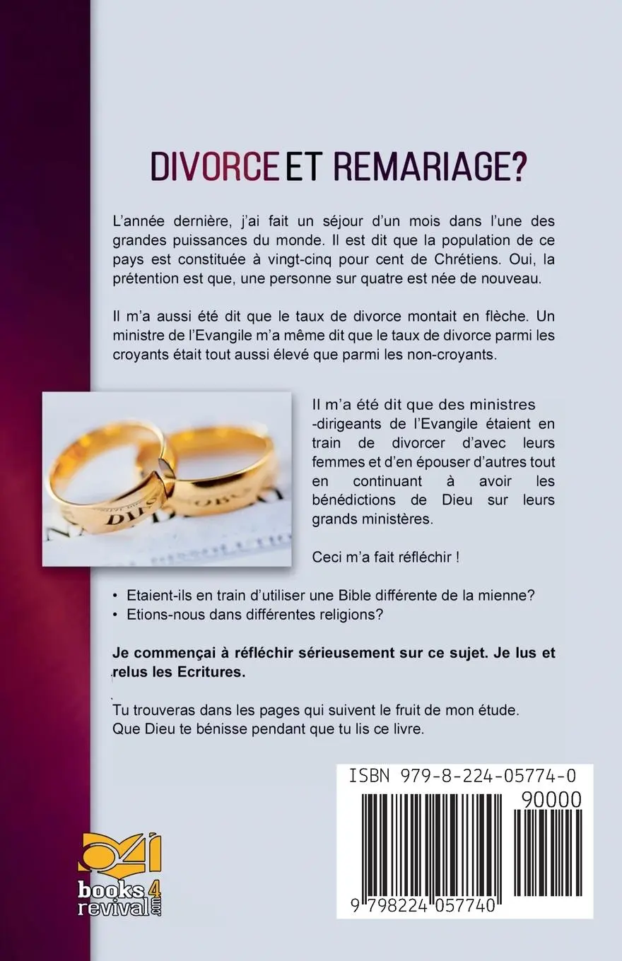 Rückseite: 9798224057740 | Divorce et Remariage? | Zacharias Tanee Fomum | Taschenbuch | 2018