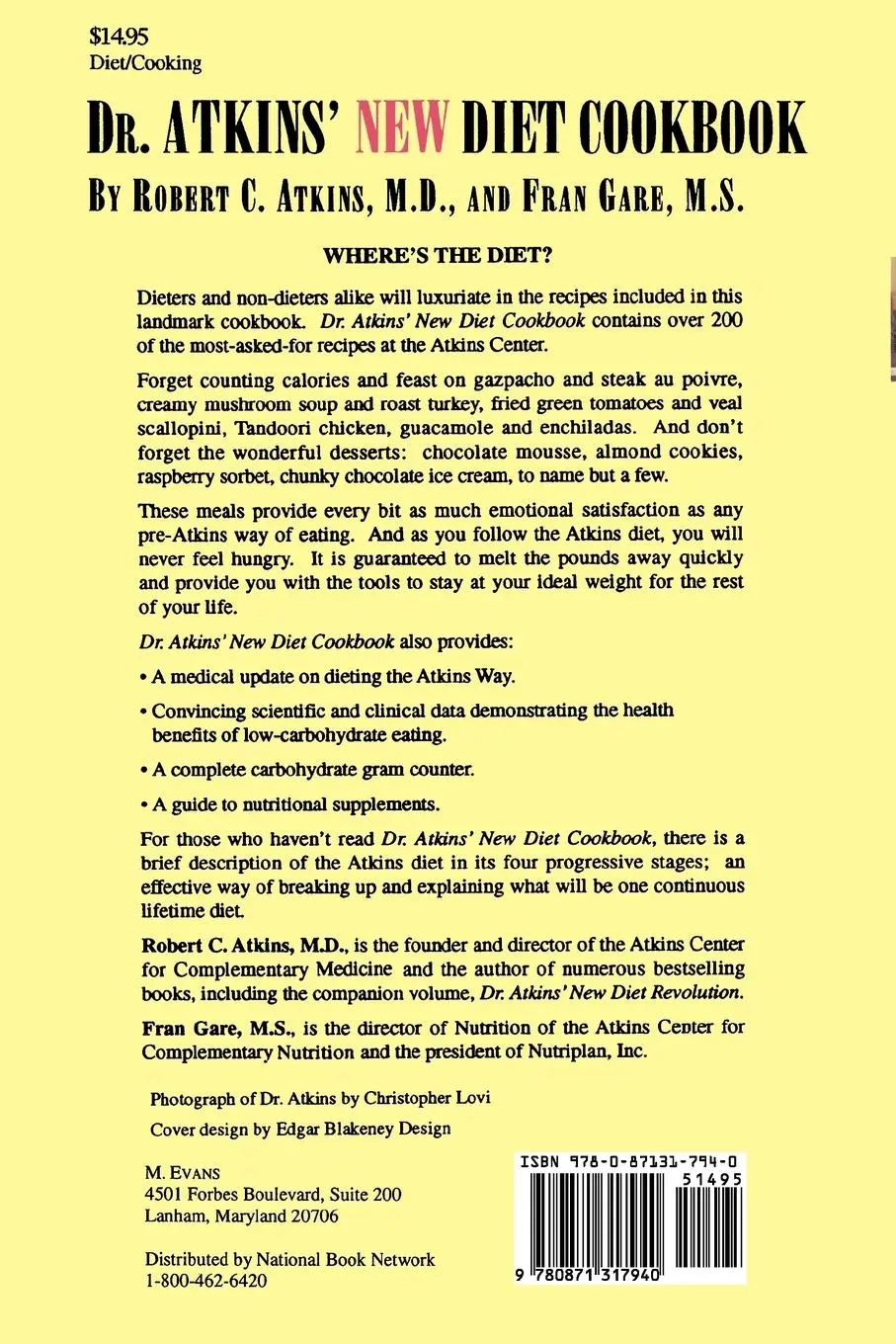 Rückseite: 9780871317940 | Dr. Atkins' New Diet Cookbook | Robert C. Atkins (u. a.) | Taschenbuch