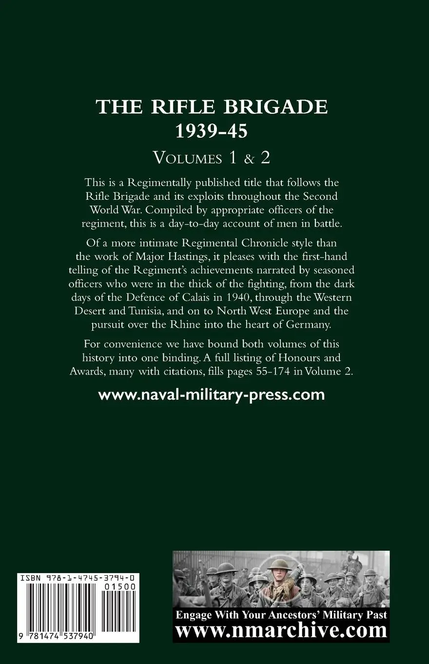 Rückseite: 9781474537940 | THE RIFLE BRIGADE 1939-45 | Volumes 1 &amp; 2 | Regimental History | Buch