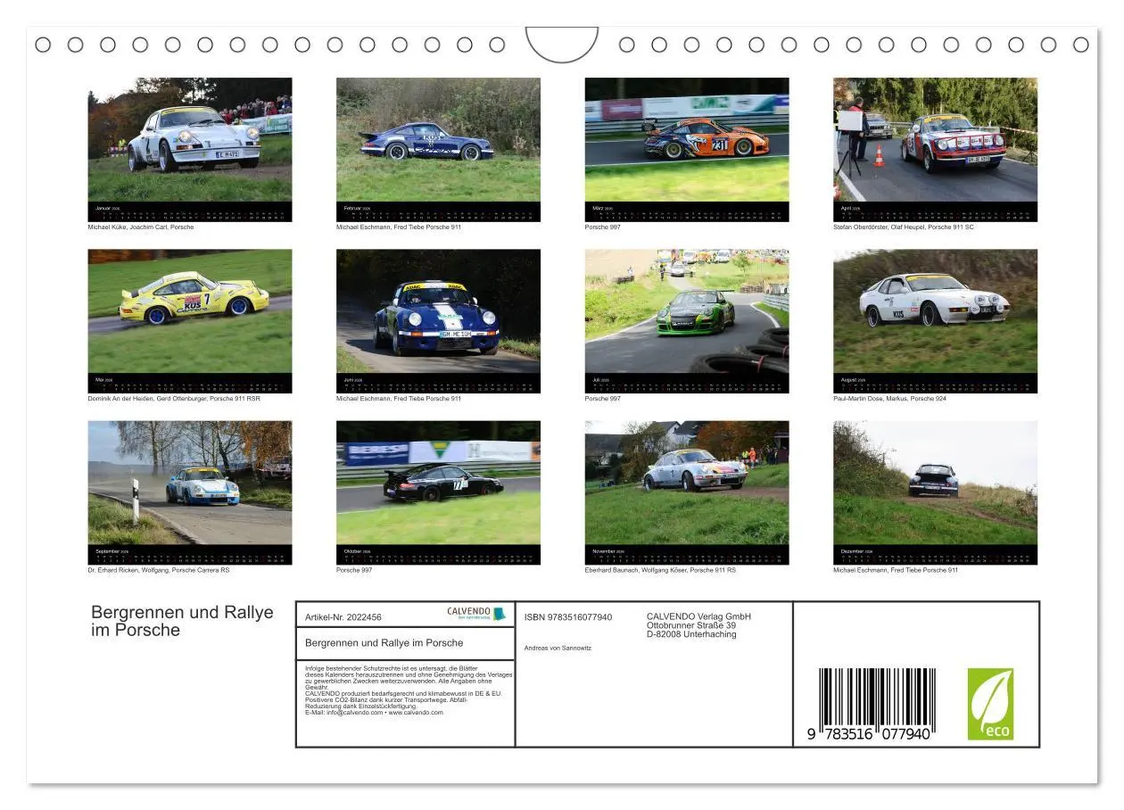 Bild: 9783516077940 | Bergrennen und Rallye im Porsche (Wandkalender 2026 DIN A4 quer),...
