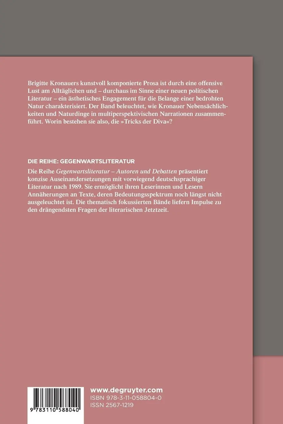 Rückseite: 9783110588040 | Brigitte Kronauer | Tanja Hoorn | Taschenbuch | VI | Deutsch | 2018
