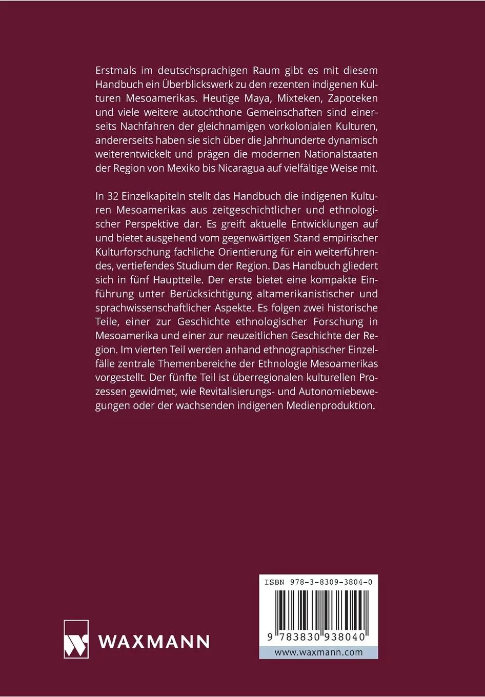 Rückseite: 9783830938040 | Einführung in die Ethnologie Mesoamerikas | Eveline Dürr (u. a.)