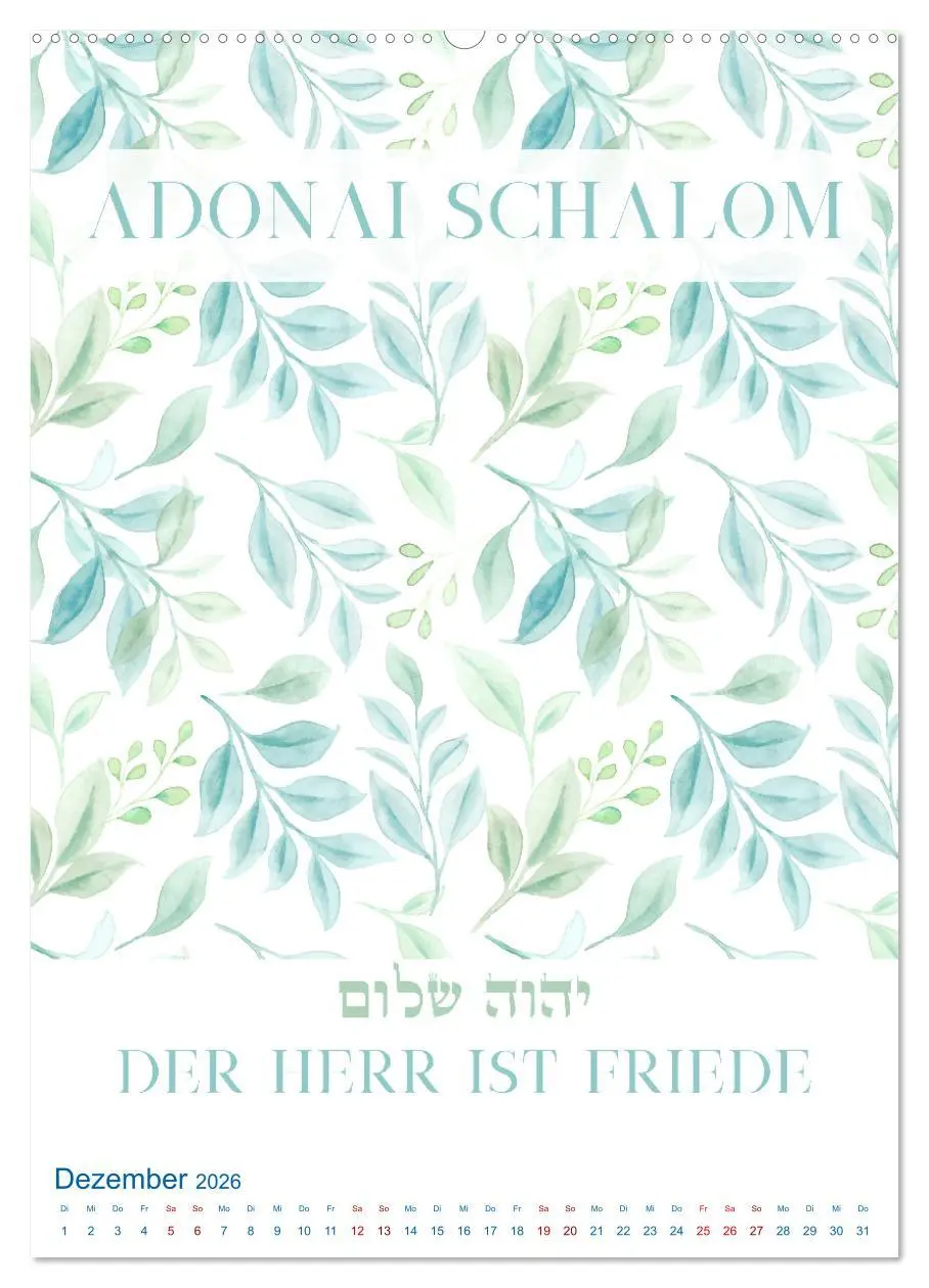 Bild: 9783516268140 | Hebräische Namen Gottes aus der Torah (Wandkalender 2026 DIN A2...