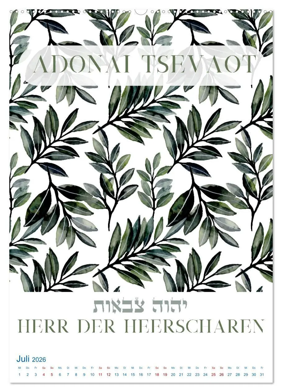Bild: 9783516268140 | Hebräische Namen Gottes aus der Torah (Wandkalender 2026 DIN A2...
