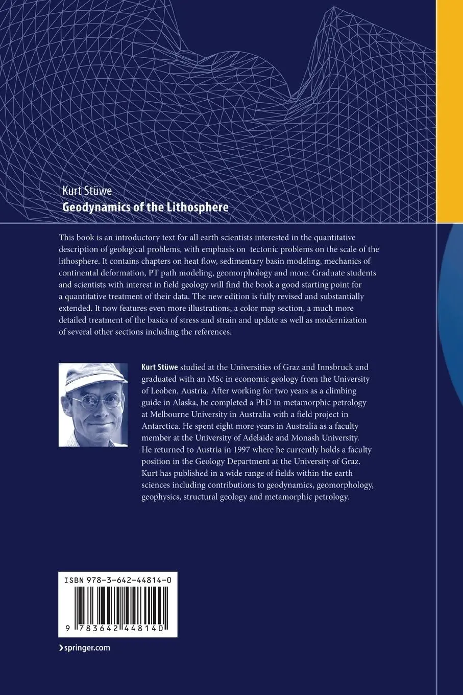 Rückseite: 9783642448140 | Geodynamics of the Lithosphere | An Introduction | Kurt Stüwe | Buch