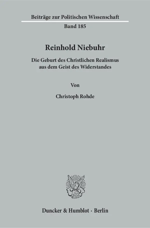 Cover: 9783428148240 | Reinhold Niebuhr. | Christoph Rohde | Taschenbuch | 354 S. | Deutsch