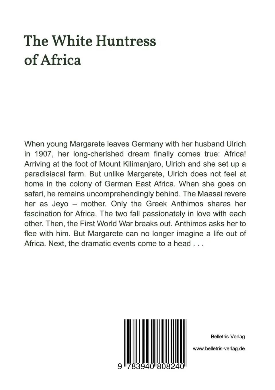 Rückseite: 9783940808240 | The White Huntress of Africa | Rolf Ackermann | Taschenbuch | Englisch