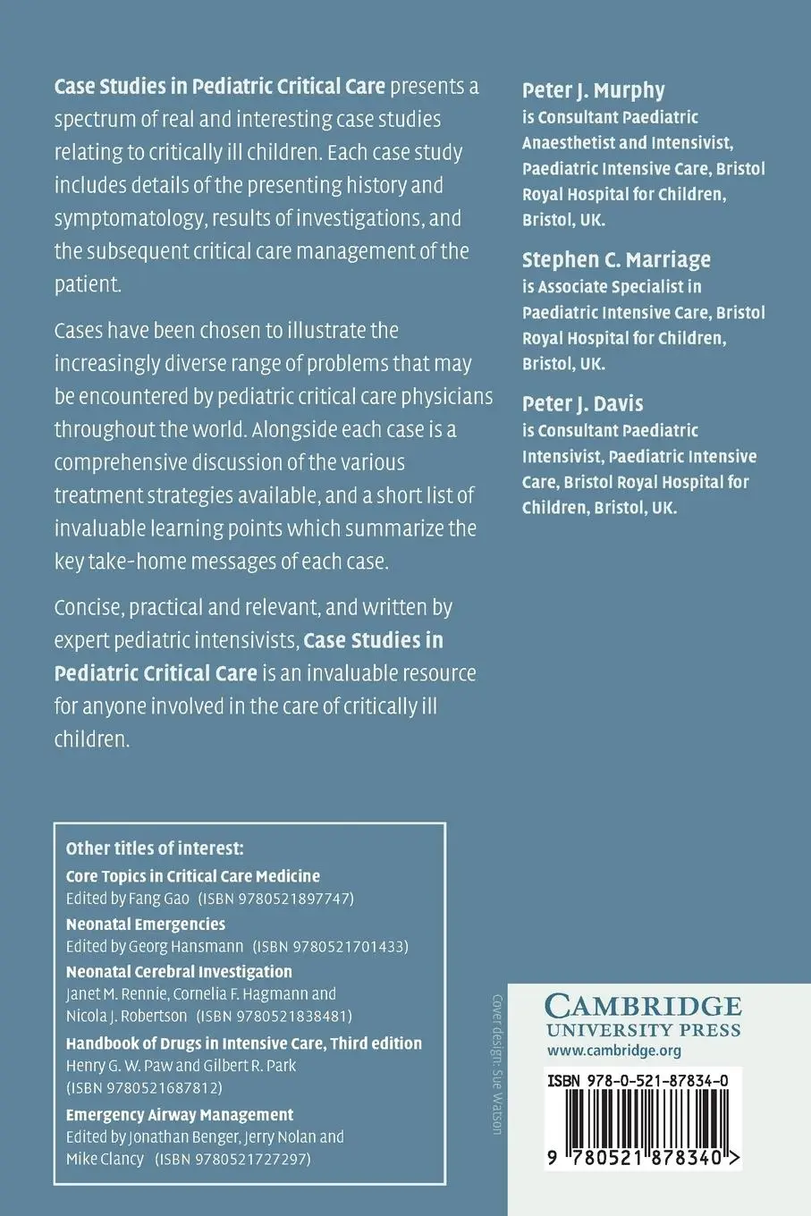 Rückseite: 9780521878340 | Case Studies in Pediatric Critical Care | Murphy (u. a.) | Taschenbuch