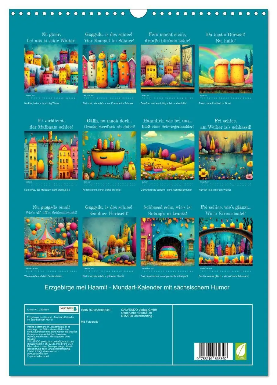 Bild: 9783516868340 | Erzgebirge mei Haamit - Mundart-Kalender mit sächsischem Humor...