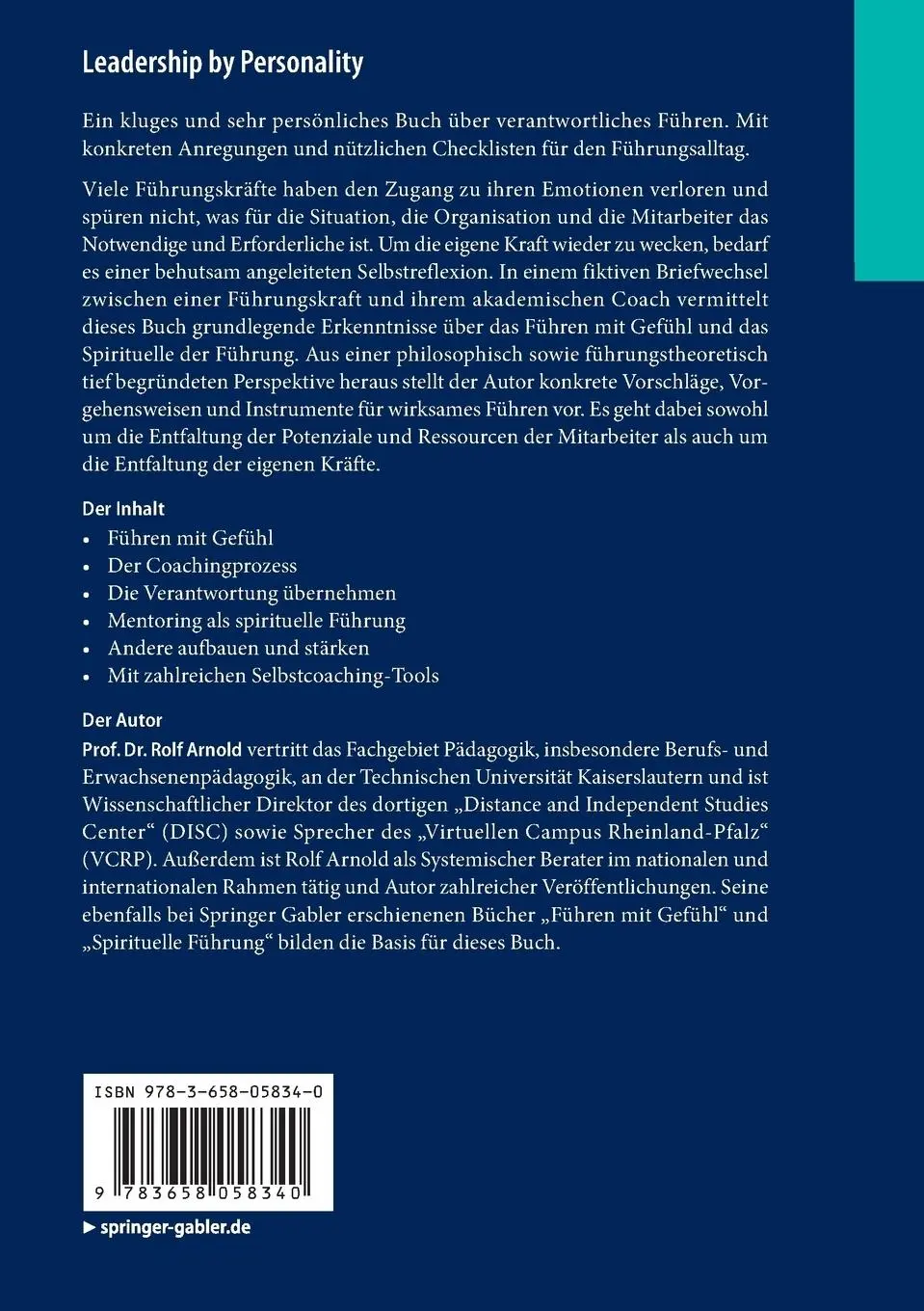 Rückseite: 9783658058340 | Leadership by Personality | Rolf Arnold | Taschenbuch | xx | Deutsch
