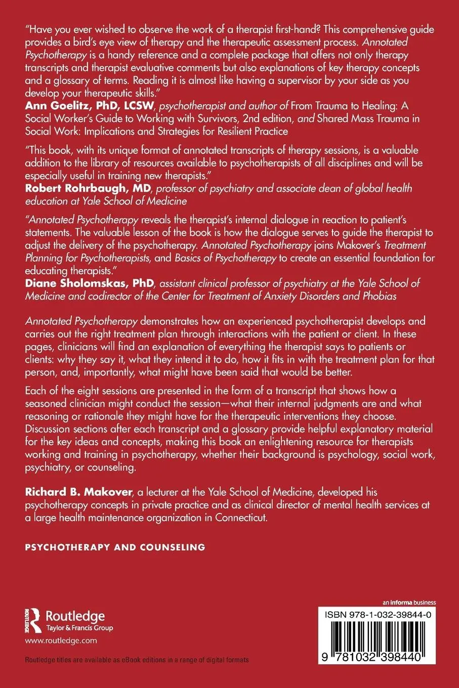 Rückseite: 9781032398440 | Annotated Psychotherapy | Richard B. Makover | Taschenbuch | Englisch