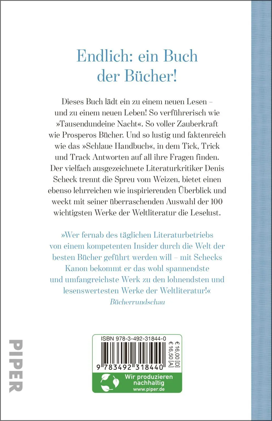 Rückseite: 9783492318440 | Schecks Kanon | Denis Scheck | Taschenbuch | 480 S. | Deutsch | 2022