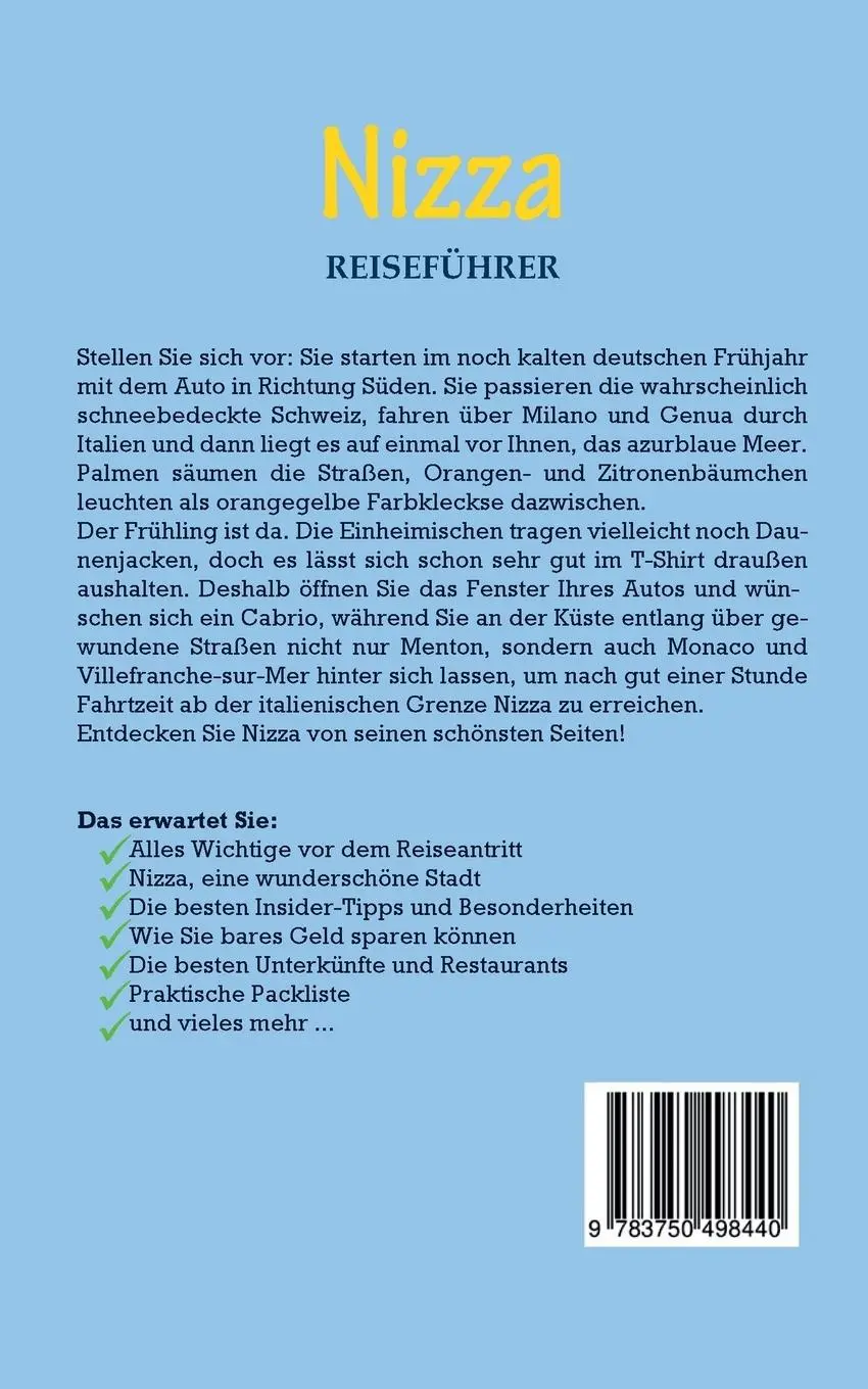 Rückseite: 9783750498440 | Nizza Reiseführer: Der perfekte Reiseführer für einen...