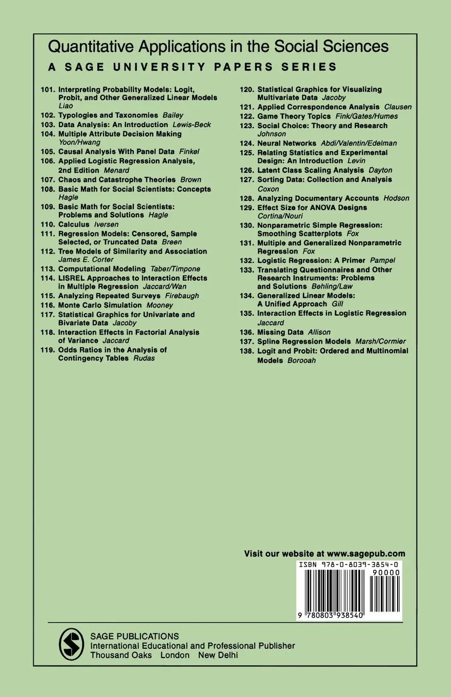 Rückseite: 9780803938540 | Experimental Design &amp; Analysis | Steven R. Brown (u. a.) | Taschenbuch