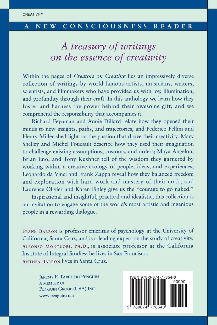 Rückseite: 9780874778540 | Creators on Creating | Awakening and Cultivating the Imaginative Mind