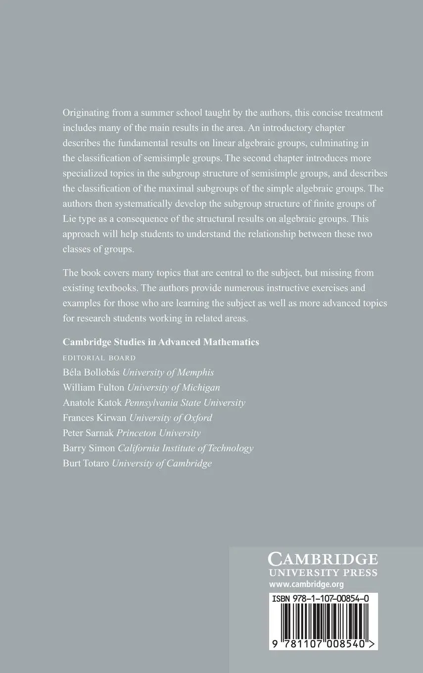 Rückseite: 9781107008540 | Linear Algebraic Groups and Finite Groups of Lie Type | Malle (u. a.)