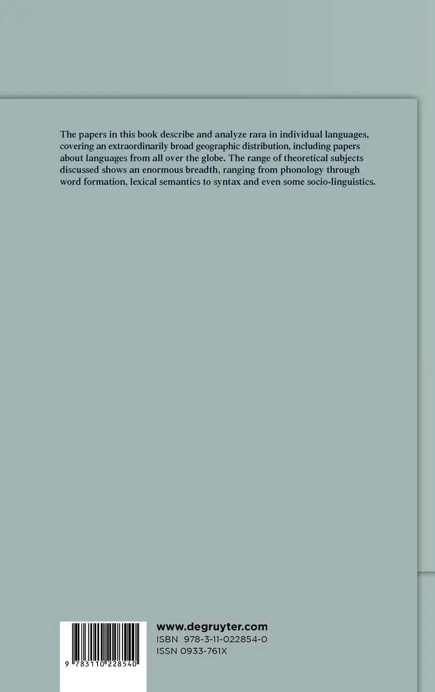 Rückseite: 9783110228540 | Rara &amp; Rarissima | Documenting the Fringes of Linguistic Diversity