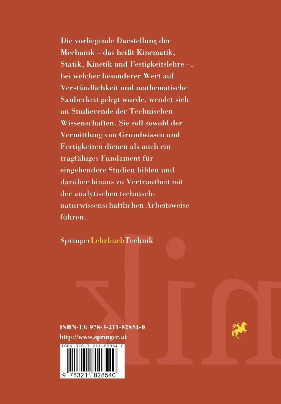 Rückseite: 9783211828540 | Mechanik | Werner Mack (u. a.) | Taschenbuch | ix | Deutsch | 1999