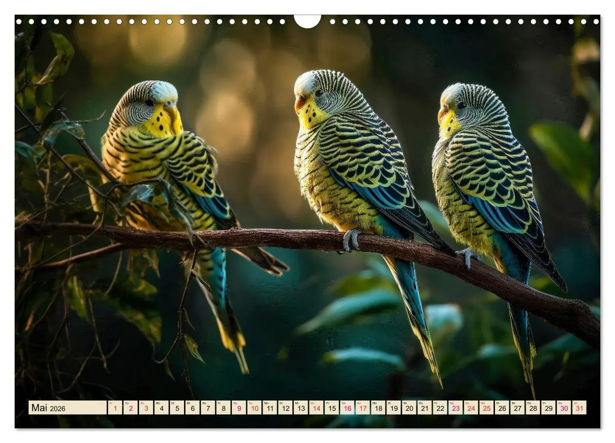 Bild: 9783457518540 | Wellensittiche farbenfroh und munter (Wandkalender 2026 DIN A3...