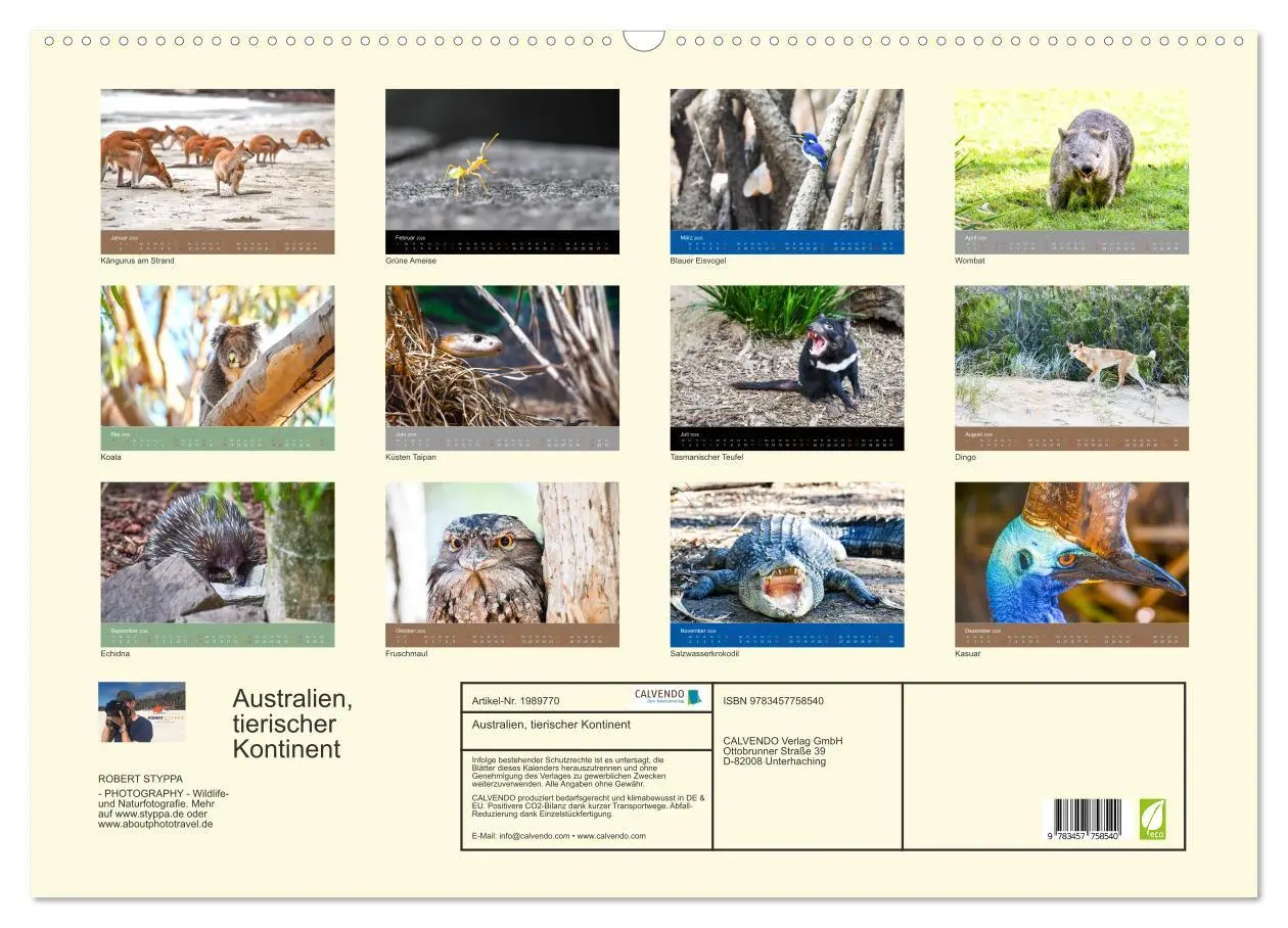 Bild: 9783457758540 | Australien, tierischer Kontinent (Wandkalender 2026 DIN A2 quer),...
