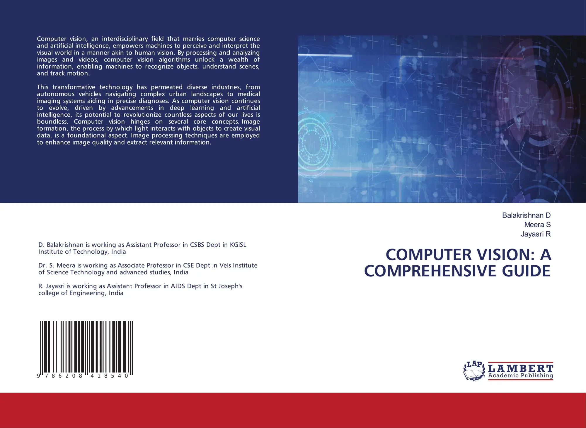 Cover: 9786208418540 | COMPUTER VISION: A COMPREHENSIVE GUIDE | Balakrishnan D (u. a.) | Buch