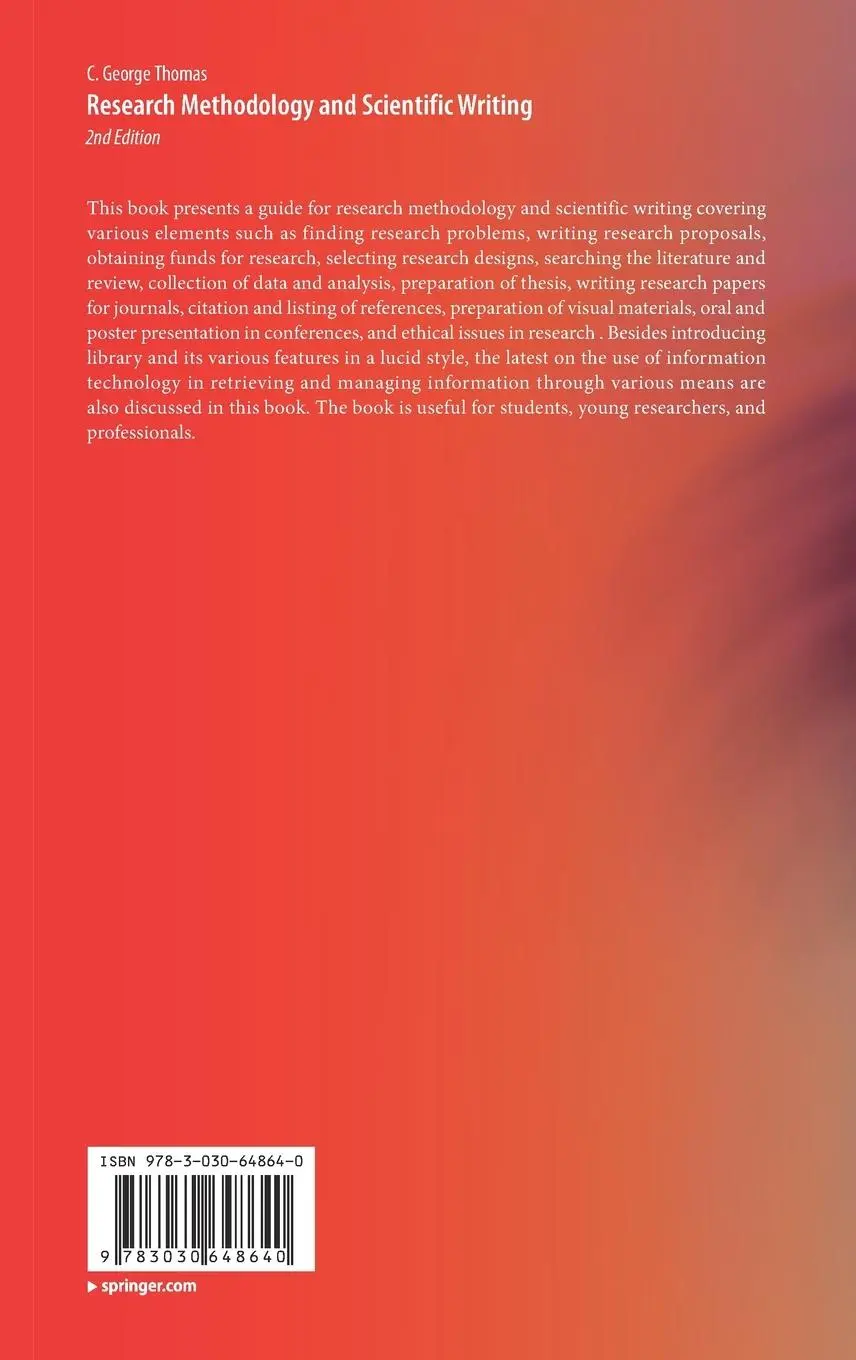 Rückseite: 9783030648640 | Research Methodology and Scientific Writing | C. George Thomas | Buch