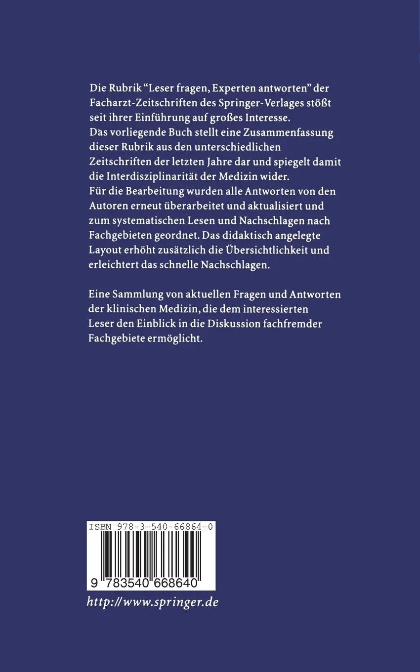 Rückseite: 9783540668640 | Medizin im Brennpunkt | Aktuelle Fragen der klinischen Medizin | Buch