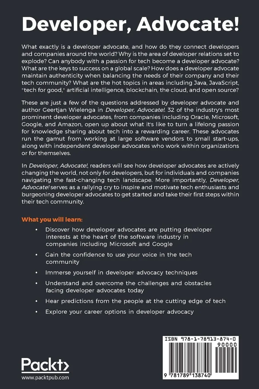 Rückseite: 9781789138740 | Developer, Advocate! | Geertjan Wielenga | Taschenbuch | Englisch