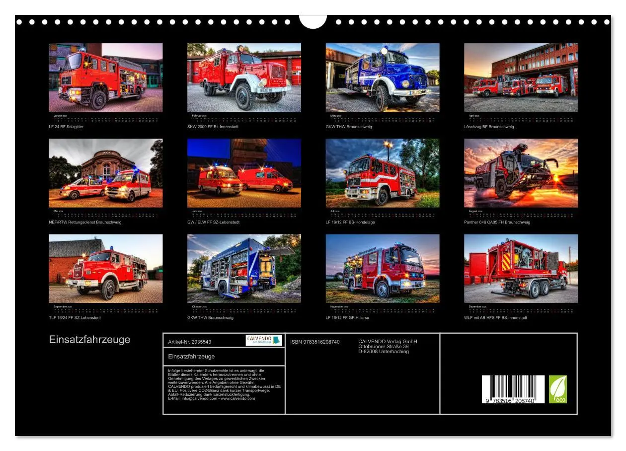 Bild: 9783516208740 | Einsatzfahrzeuge (Wandkalender 2026 DIN A3 quer), CALVENDO...