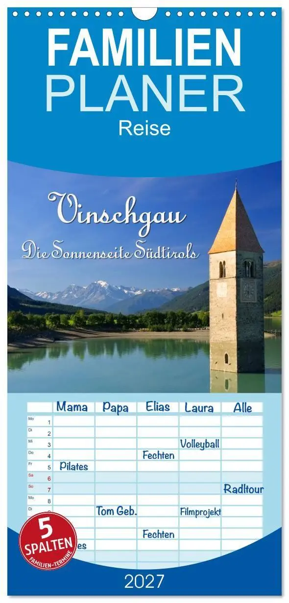 Cover: 9783594348840 | Familienplaner 2027 - Vinschgau - Die Sonnenseite Südtirols mit 5...