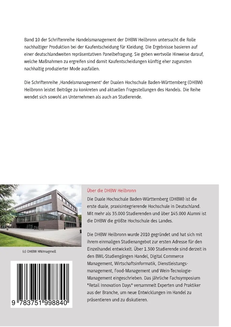 Rückseite: 9783751998840 | Die Bedeutung von Nachhaltigkeit für die Kaufentscheidung im...