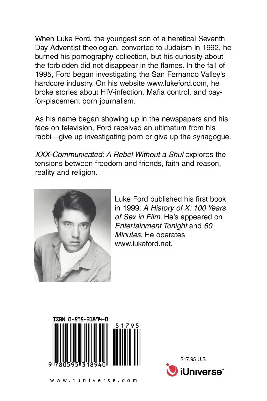 Rückseite: 9780595318940 | XXX-Communicated | A Rebel Without A Shul | Luke Ford | Taschenbuch
