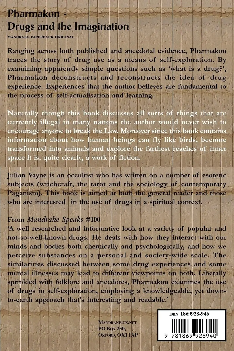 Rückseite: 9781869928940 | Pharmakon - Drugs and the Imagination | Julian Vayne | Taschenbuch