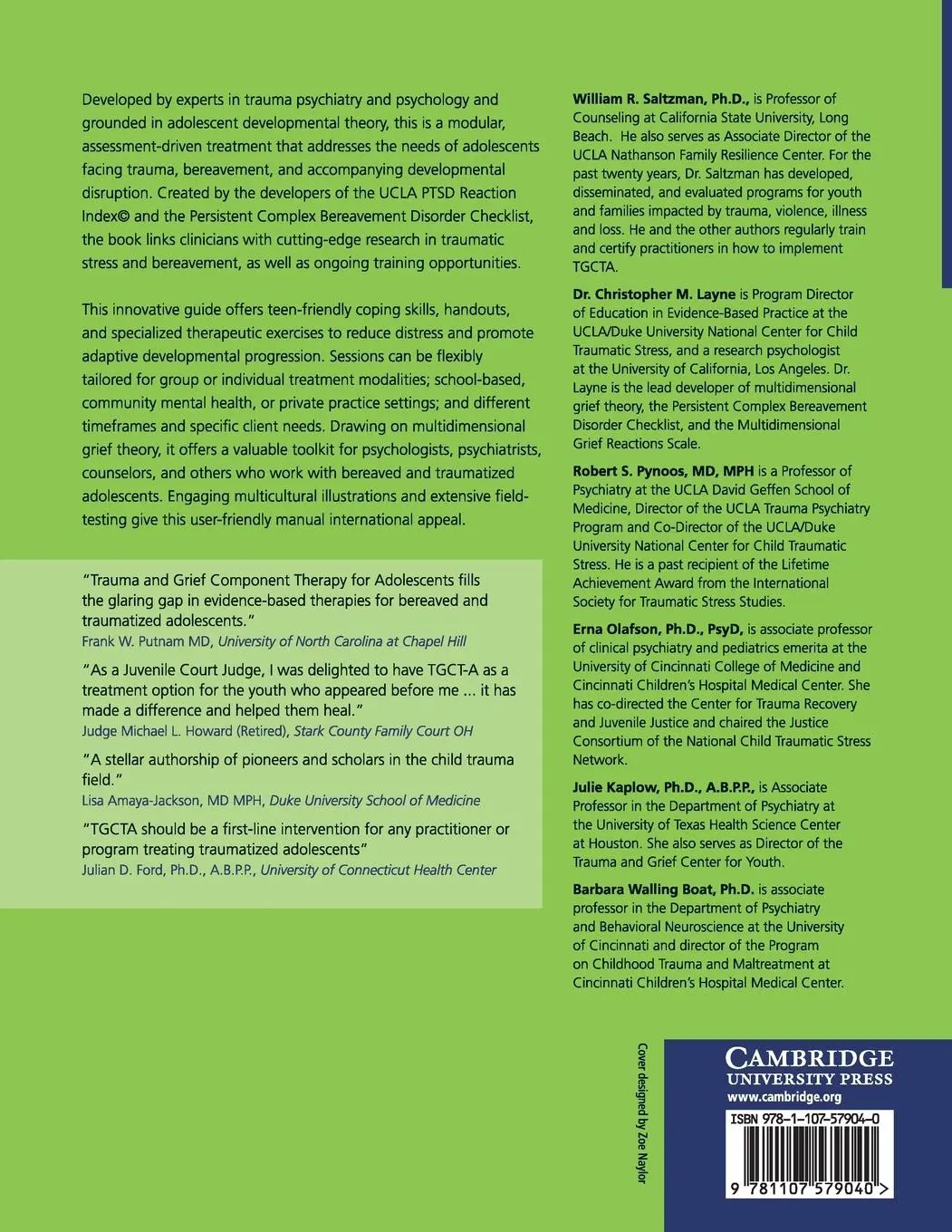 Rückseite: 9781107579040 | Trauma and Grief Component Therapy for Adolescents | Saltzman (u. a.)