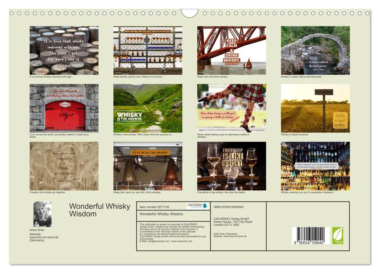 Bild: 9783516559040 | Wonderful Whisky Wisdom (Wall Calendar 2026 DIN A3 landscape),...