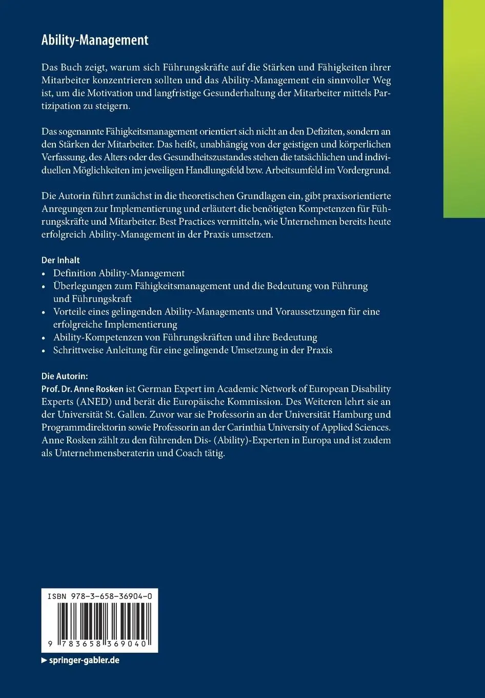 Rückseite: 9783658369040 | Ability-Management | Mitarbeiter nach Stärken und Fähigkeiten führen